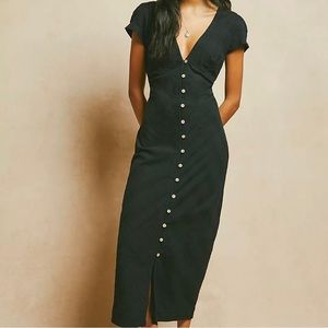 Free People “New In Town Midi” Linen Dress